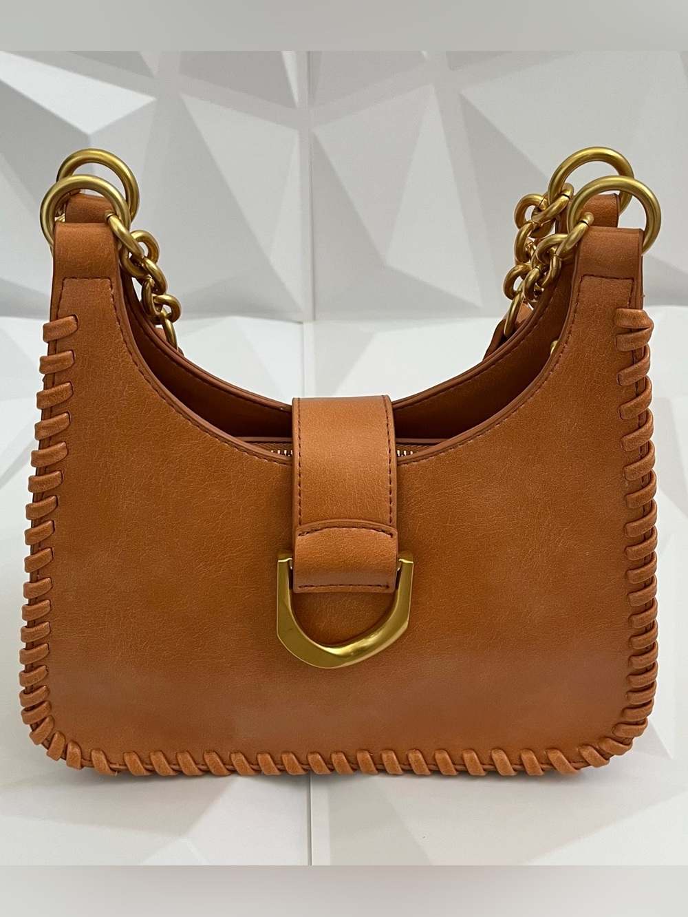 Antik Kraft Cognac Leather Shoulder Bag with Gold Hardware New - Picture 5 of 16